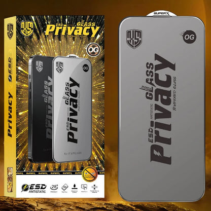 Folie de Protectie pentru Apple iPhone 17 Pro, Klevo, Sticla Securizata ESD Antistatica, Super-X Privacy OG, Margini Negre, 0.30 mm, Transparent