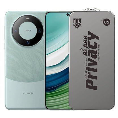Folie de Protectie pentru Huawei Mate 60, Klevo, Sticla Securizata ESD Antistatica, Super-X Privacy OG, Margini Negre, 0.30 mm, Transparent Inchis