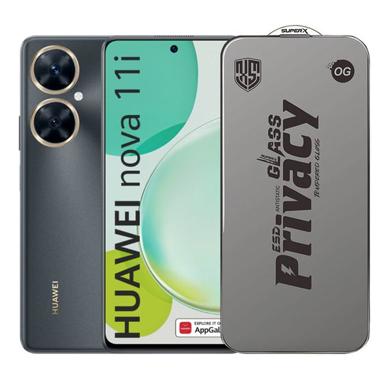 Folie de Protectie pentru Huawei Nova 11i, Klevo, Sticla Securizata ESD Antistatica, Super-X Privacy OG, Margini Negre, 0.30 mm, Transparent Inchis