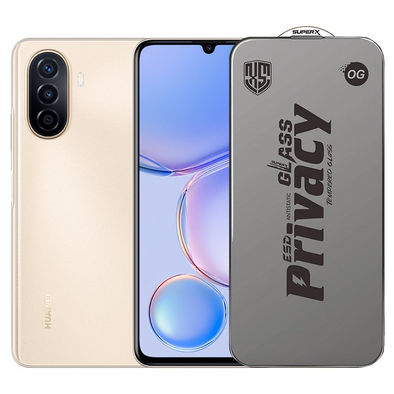 Folie de Protectie pentru Huawei Nova Y71, Klevo, Sticla Securizata ESD Antistatica, Super-X Privacy OG, Margini Negre, 0.30 mm, Transparent Inchis