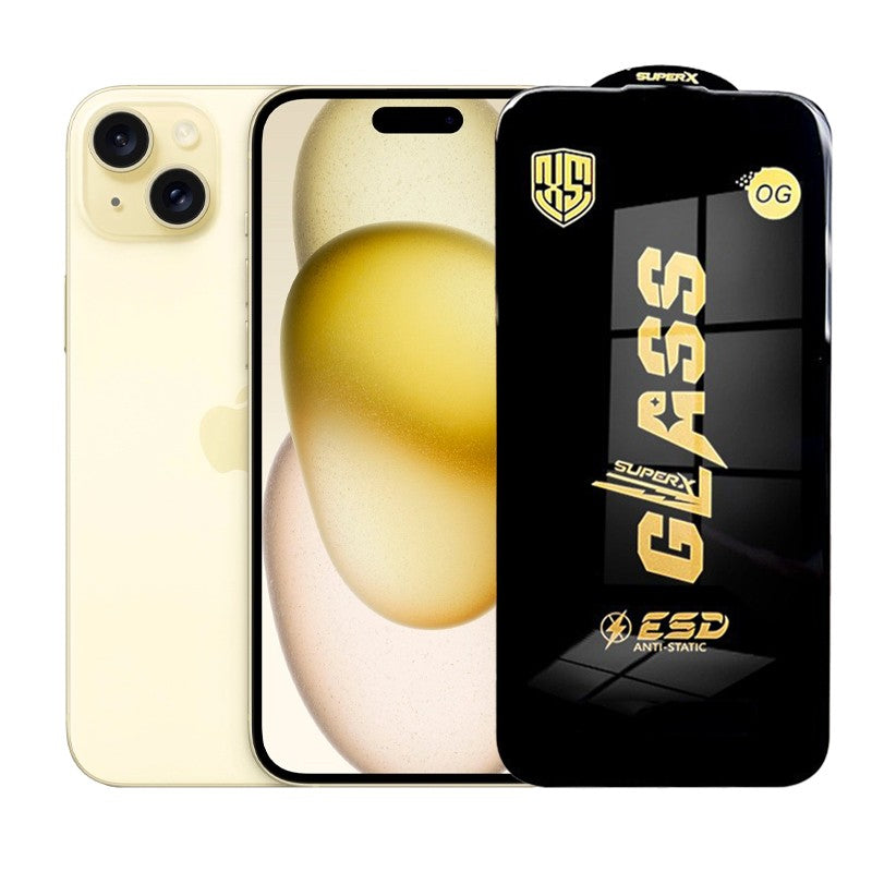 Folie de Protectie pentru iPhone 15 Plus, Klevo, Sticla Securizata ESD, Margini Negre, Rezistenta la Zgirieturi, Antistatica, 0.35 mm, Transparenta