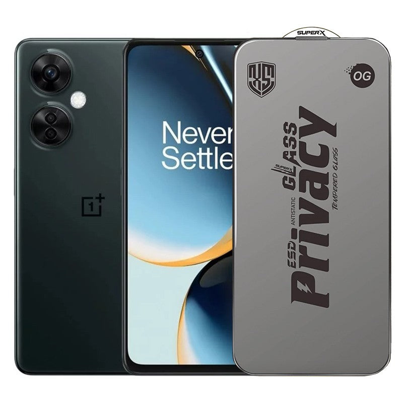 Folie de Protectie pentru OnePlus Nord CE 3 Lite, Klevo, Sticla Securizata ESD Antistatica, Super-X Privacy OG, Margini Negre, 0.30 mm, Transparent Inchis