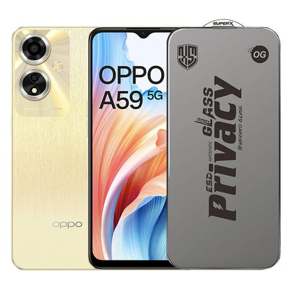 Folie de Protectie pentru Oppo A59, Klevo, Sticla Securizata ESD Antistatica, Super-X Privacy OG, Margini Negre, 0.30 mm, Transparent Inchis