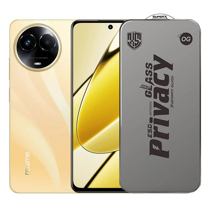 Folie de Protectie pentru Realme 11, Klevo, Sticla Securizata ESD Antistatica, Super-X Privacy OG, Margini Negre, 0.30 mm, Transparent Inchis
