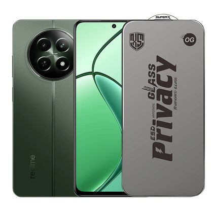 Folie de Protectie pentru Realme 12, Klevo, Sticla Securizata ESD Antistatica, Super-X Privacy OG, Margini Negre, 0.30 mm, Transparent Inchis