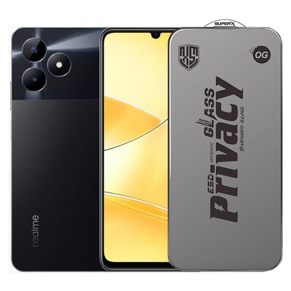 Folie de Protectie pentru Realme C51, Klevo, Sticla Securizata ESD Antistatica, Super-X Privacy OG, Margini Negre, 0.30 mm, Transparent Inchis