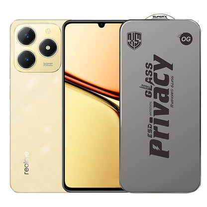 Folie de Protectie pentru Realme C61, Klevo, Sticla Securizata ESD Antistatica, Super-X Privacy OG, Margini Negre, 0.30 mm, Transparent Inchis