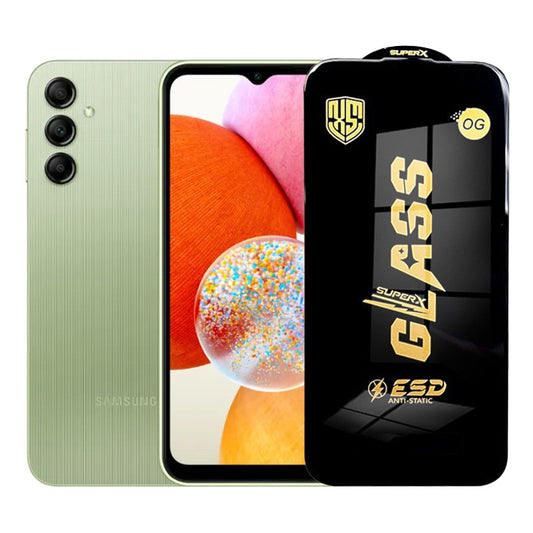 Folie de Protectie pentru Samsung Galaxy A14, Klevo, Sticla Securizata ESD, Margini Negre, Rezistenta la Zgirieturi, Antistatica, 0.35 mm, Transparenta