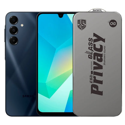 Folie de Protectie pentru Samsung Galaxy A16, Klevo, Sticla Securizata ESD Antistatica, Super-X Privacy OG, Margini Negre, 0.30 mm, Transparent