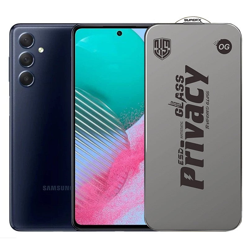 Folie de Protectie pentru Samsung Galaxy M54, Klevo, Sticla Securizata ESD Antistatica, Super-X Privacy OG, Margini Negre, 0.30 mm, Transparent Inchis