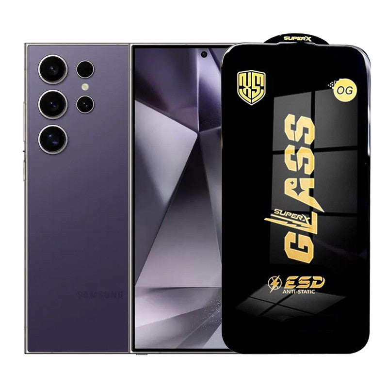 Folie de Protectie pentru Samsung Galaxy S24 Ultra, Klevo, Sticla Securizata ESD, Margini Negre, Rezistenta la Zgirieturi, Antistatica, 0.35 mm, Transparenta