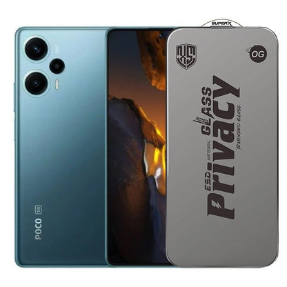 Folie de Protectie pentru Xiaomi Poco F5, Klevo, Sticla Securizata ESD Antistatica, Super-X Privacy OG, Margini Negre, 0.30 mm, Transparent Inchis