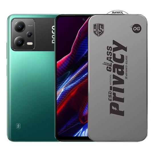 Folie de Protectie pentru Xiaomi Poco X5, Klevo, Sticla Securizata ESD Antistatica, Super-X Privacy OG, Margini Negre, 0.30 mm, Transparent Inchis