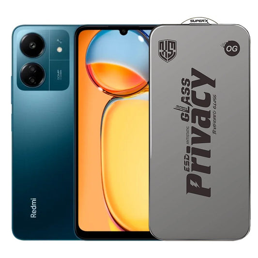 Folie de Protectie pentru Xiaomi Redmi 13C, Klevo, Sticla Securizata ESD Antistatica, Super-X Privacy OG, Margini Negre, 0.30 mm, Transparent Inchis