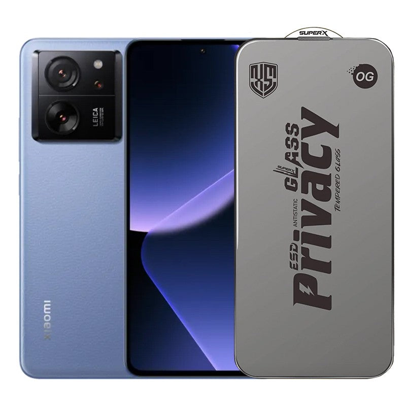 Folie de Protectie pentru Xiaomi Redmi 13T, Klevo, Sticla Securizata ESD Antistatica, Super-X Privacy OG, Margini Negre, 0.30 mm, Transparent Inchis
