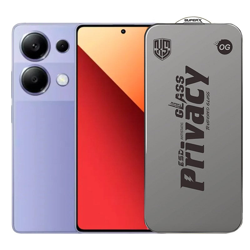 Folie de Protectie pentru Xiaomi Redmi 13T Pro, Klevo, Sticla Securizata ESD Antistatica, Super-X Privacy OG, Margini Negre, 0.30 mm, Transparent Inchis