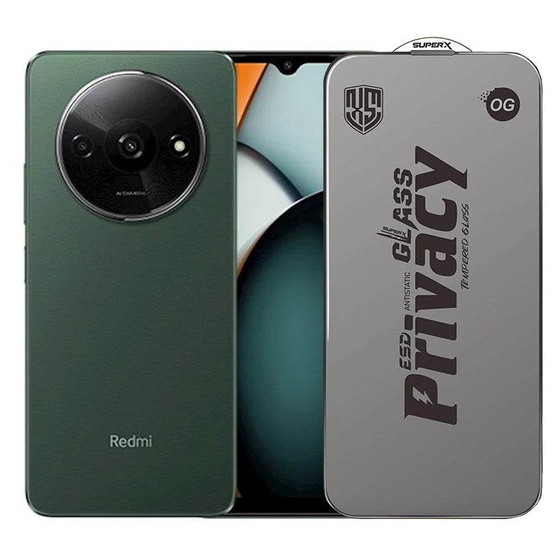 Folie de Protectie pentru Xiaomi Redmi A3, Klevo, Sticla Securizata ESD Antistatica, Super-X Privacy OG, Margini Negre, 0.30 mm, Transparent Inchis
