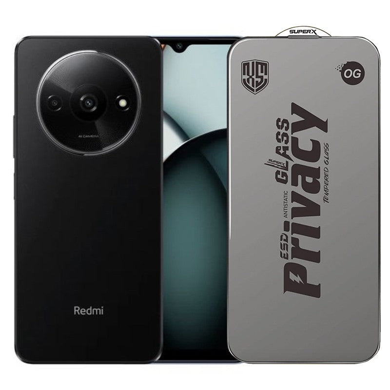 Folie de Protectie pentru Xiaomi Redmi A3x, Klevo, Sticla Securizata ESD Antistatica, Super-X Privacy OG, Margini Negre, 0.30 mm, Transparent Inchis