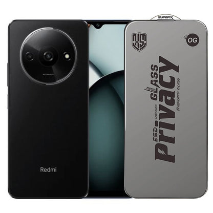 Folie de Protectie pentru Xiaomi Redmi A3x, Klevo, Sticla Securizata ESD Antistatica, Super-X Privacy OG, Margini Negre, 0.30 mm, Transparent Inchis