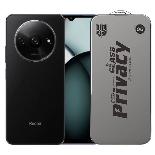 Folie de Protectie pentru Xiaomi Redmi A3x, Klevo, Sticla Securizata ESD Antistatica, Super-X Privacy OG, Margini Negre, 0.30 mm, Transparent Inchis