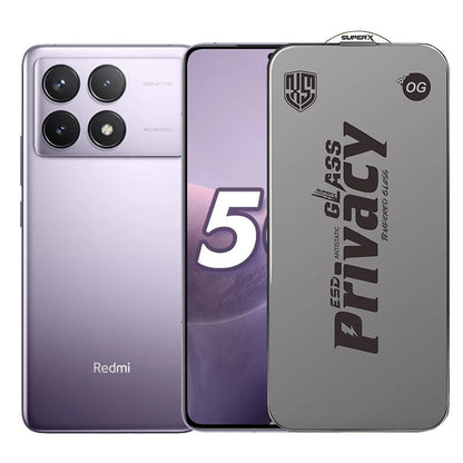 Folie de Protectie pentru Xiaomi Redmi K70, Klevo, Sticla Securizata ESD Antistatica, Super-X Privacy OG, Margini Negre, 0.30 mm, Transparent Inchis