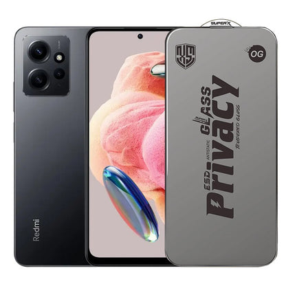 Folie de Protectie pentru Xiaomi Redmi Note 12, Klevo, Sticla Securizata ESD Antistatica, Super-X Privacy OG, Margini Negre, 0.30 mm, Transparent Inchis