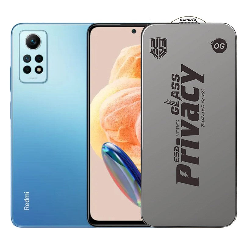 Folie de Protectie pentru Xiaomi Redmi Note 12 Pro, Klevo, Sticla Securizata ESD Antistatica, Super-X Privacy OG, Margini Negre, 0.30 mm, Transparent Inchis