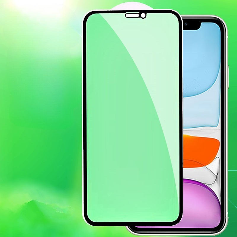 Folie de Sticla Securizata pentru Apple iPhone 15, Klevo, Lumina Verde Anti-Blue Ray, Auto-Aplicare, Protectie Completa 9D, Verde