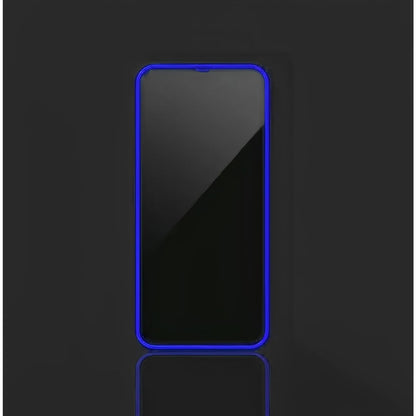 Folie de Sticla Securizata pentru Apple iPhone 15 Pro, Klevo, Luminous, Margine Fosforescenta Neon din Silicon, Mat, Anti-Amprenta, Protectie Completa, 9H, Albastru