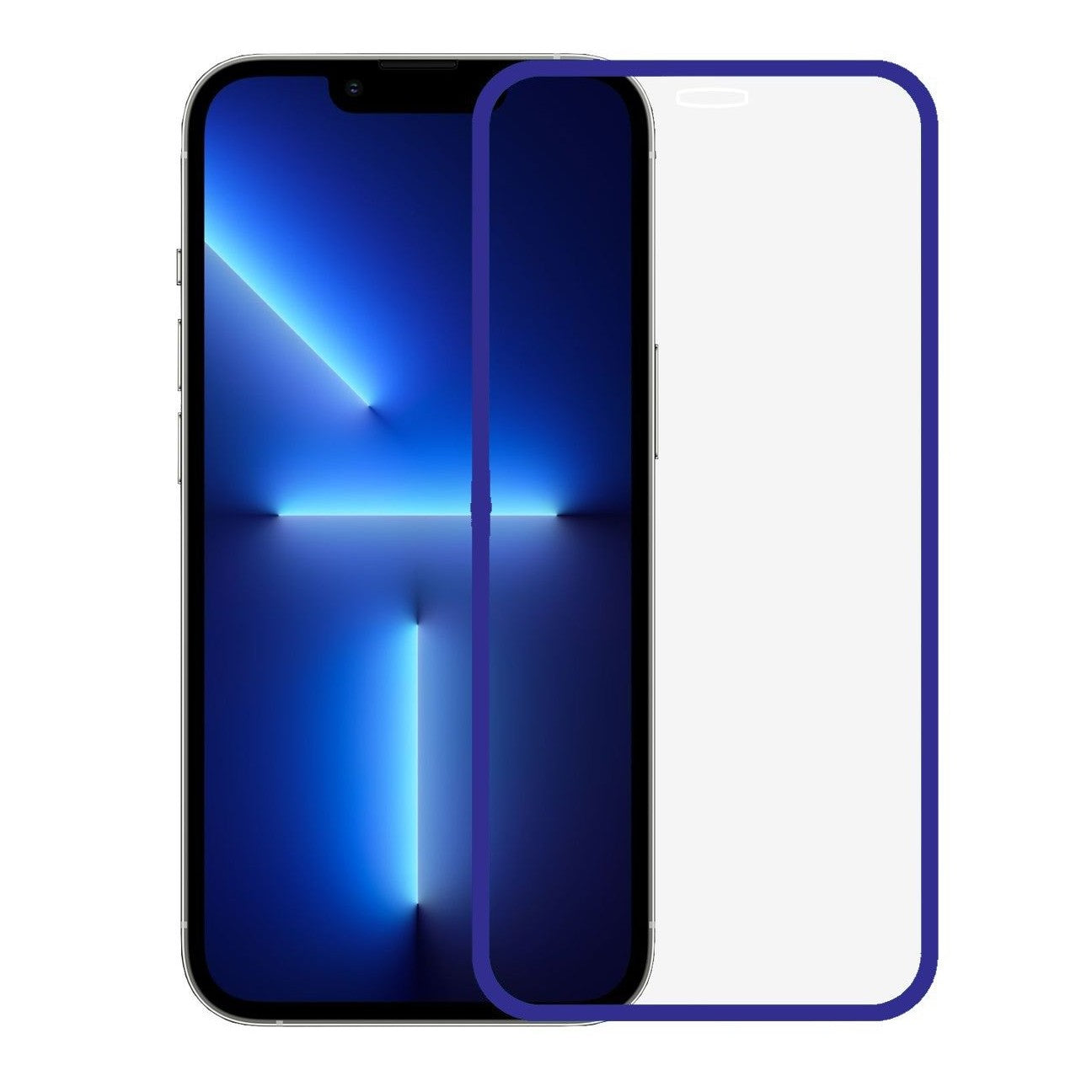 Folie de Sticla Securizata pentru Apple iPhone 15 Pro Max, Klevo, Luminous, Margine Fosforescenta Neon din Silicon, Mat, Anti-Amprenta, Protectie Completa, 9H, Albastru