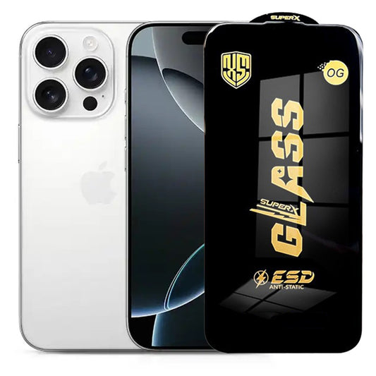 Folie de Sticla pentru Apple iPhone 16 Pro Max, Klevo, Sticla Securizata ESD Antistatica, Super-X OG, cu Margini Negre, Rezistenta la Zgirieturi, 0.35 mm, Transparenta
