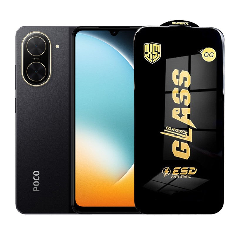 Folie de Protectie pentru Xiaomi Poco C71, Klevo, Sticla Securizata ESD, Margini Negre, Rezistenta la Zgirieturi, Antistatica, 0.35 mm, Transparenta