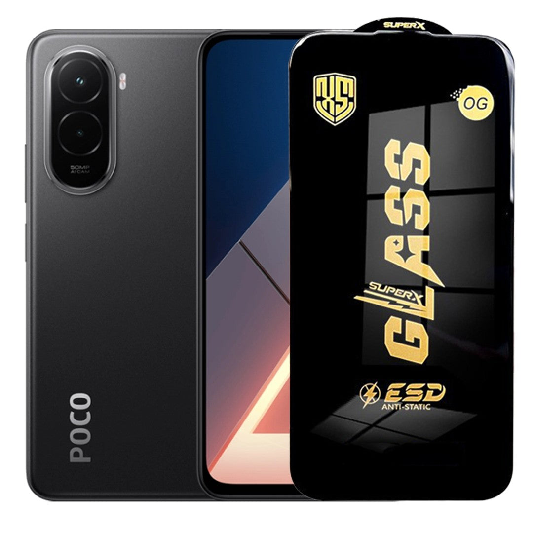 Folie de Sticla pentru Xiaomi Poco M7, Klevo, Sticla Securizata ESD Antistatica, Super-X Privacy OG, cu Margini Negre, Rezistenta la Zgirieturi, 0.35 mm, Transparenta