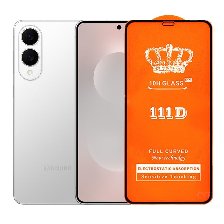 Folie Securizata pentru Samsung Galaxy S25 Edge, Klevo, Sticla de Protectie Compatibila cu Samsung Galaxy S25 Edge, Full Cover Series 111D, 10H GLASS, Margini Negre, Transparent