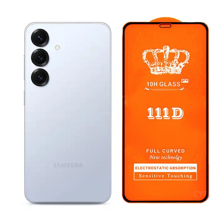 Folie Securizata pentru Samsung Galaxy S25, Klevo, Sticla de Protectie Compatibila cu Samsung Galaxy S25, Full Cover 111D, 10H GLASS, Margini Negre, Transparenta