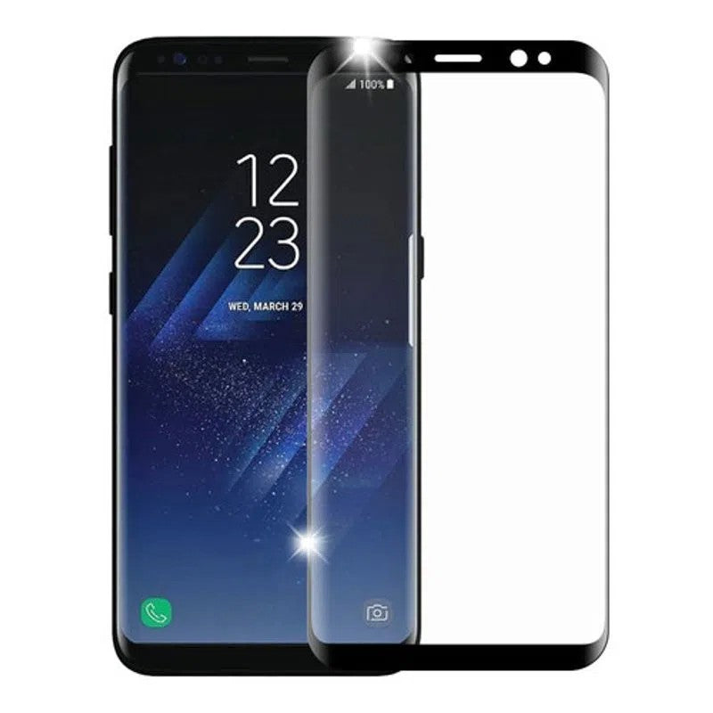 Folie Sticla Curbata Klevo compatibila cu  Samsung Galaxy S8, cu lipici pe conturul negru, Full Face V2 Negru