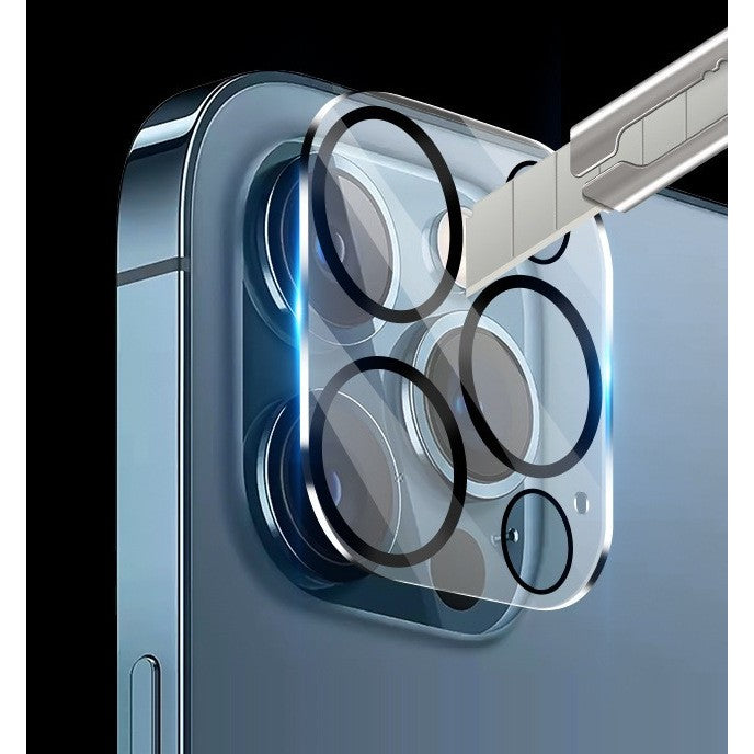 Folie Sticla pentru Camera, compatibila cu Apple iPhone 14 Pro / 14 Pro Max, Transparent cu margini negre