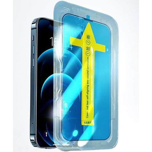Folie sticla securizata cu sistem de montare usor si rapid Klevo pentru Apple iPhone 11 / XR, Transparent cu margini negre