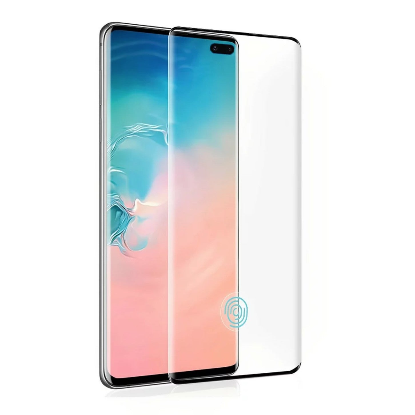 Folie Sticla Securizata Curbata Klevo pentru Samsung S10 Plus cu recunoastere a amprentelor digitale, 9H, lipici margine, contur negru