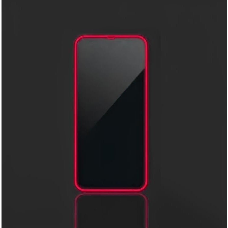Folie de Sticla Securizata pentru Apple iPhone 15 Pro Max, Klevo, Luminous, Margine Fosforescenta Neon din Silicon, Mat, Anti-Amprenta, Protectie Completa, 9H, Roz
