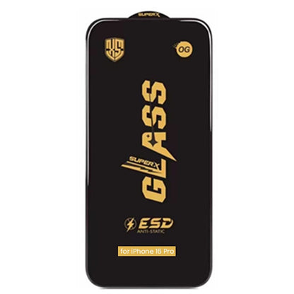 Folie Sticla Securizata pentru iPhone 16 Pro, Klevo, Folie compatibila cu Apple iPhone 16 Pro, Sticla ESD, Super HD Glass, Anti-static, Margini Negre, Transparent