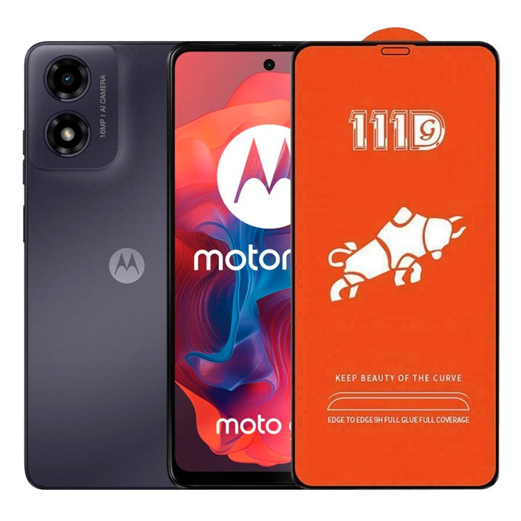 Folie Sticla Securizata pentru Motorola Moto G04, Klevo, Sticla de Protectie Compatibila cu Motorola Moto G04, Full Cover 111D, HD, Margini Negre, Transparenta