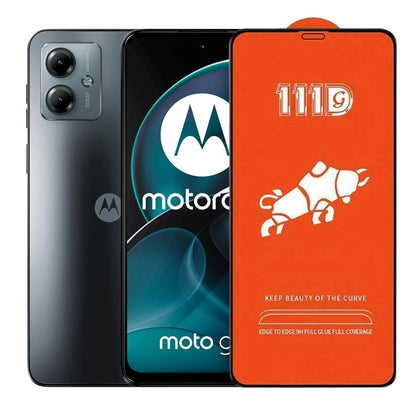 Folie Sticla Securizata pentru Motorola Moto G14, Klevo, Sticla de Protectie Compatibila cu Motorola Moto G14, Full Cover 111D, HD, Margini Negre, Transparenta