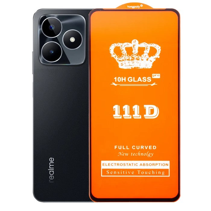 Folie Sticla Securizata pentru Realme C53, Klevo, Sticla de Protectie Compatibila cu Realme C53, Full Cover 111D, HD, Margini Negre, Transparenta