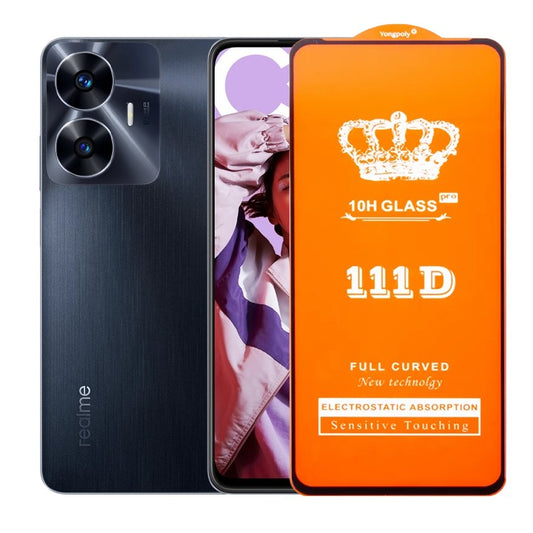 Folie Sticla Securizata pentru Realme C55, Klevo, Sticla de Protectie Compatibila cu Realme C55, Full Cover 111D, HD, Margini Negre, Transparenta