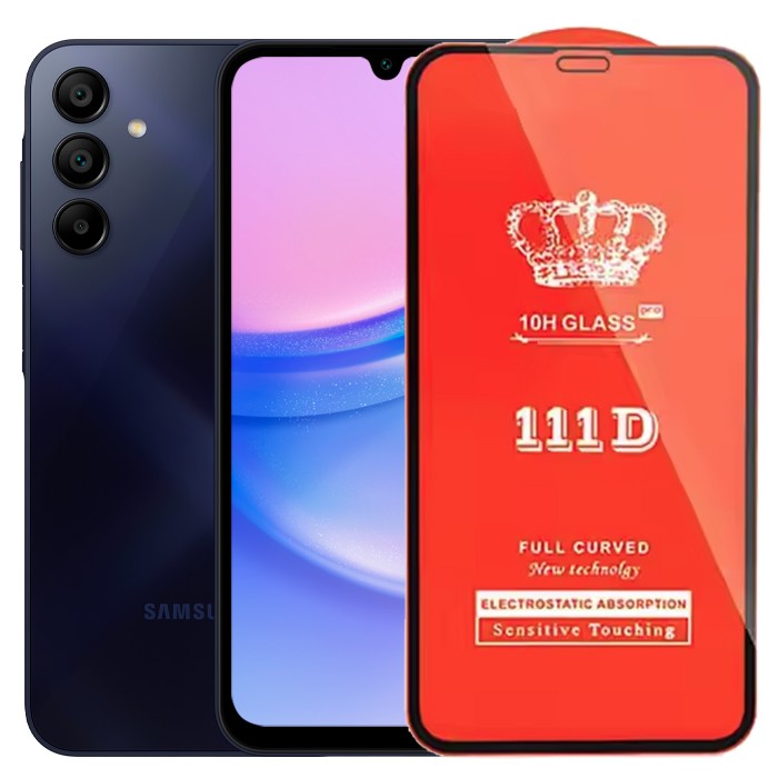 Folie Sticla Securizata pentru Samsung Galaxy A15/A15 5G, Klevo, Compatibila cu Samsung Galaxy A15/A15 5G, Full Cover 111D, HD, Margini Negre, Transparenta