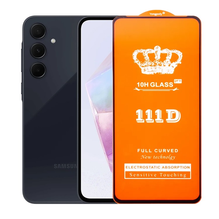 Folie Sticla Securizata pentru Samsung Galaxy A35 4G/5G, Klevo, Sticla de Protectie Compatibila cu Samsung Galaxy A35 4G/5G, Full Cover 111D, HD, Margini Negre, Transparenta