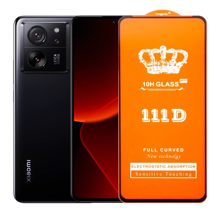Folie Sticla Securizata pentru Xiaomi 13T, Klevo, Sticla de Protectie Compatibila cu Xiaomi 13T, Full Cover 111D, HD, Margini Negre, Transparenta