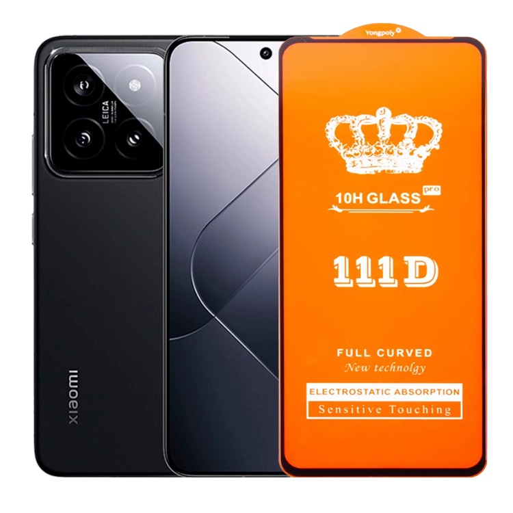 Folie Sticla Securizata pentru Xiaomi 14, Klevo, Sticla de Protectie Compatibila cu Xiaomi 14, Full Cover 111D, HD, Margini Negre, Transparenta