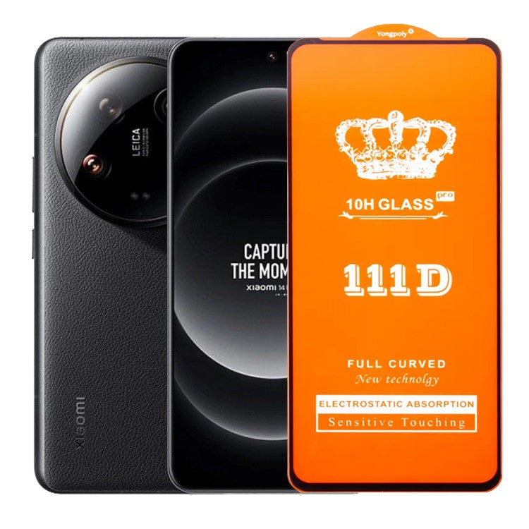Folie Sticla Securizata pentru Xiaomi 14 Ultra, Klevo, Sticla de Protectie Compatibila cu Xiaomi 14 Ultra, Full Cover 111D, HD, Margini Negre, Transparenta